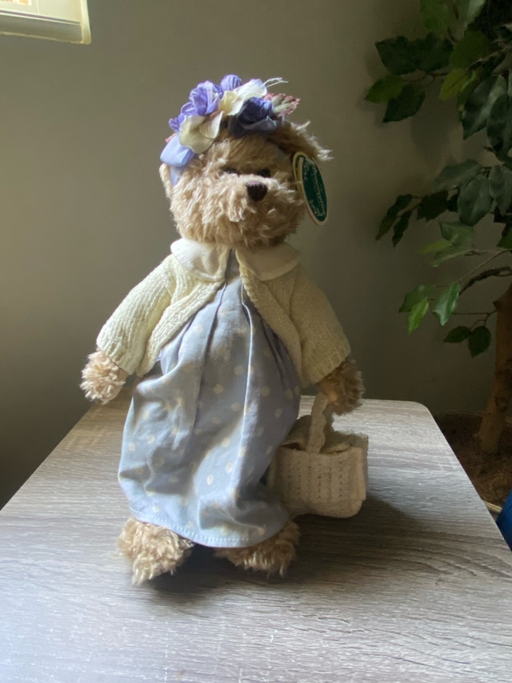 The Bearington Collection 12” Teddy Bear, Kelly, With Stand, Great Condition